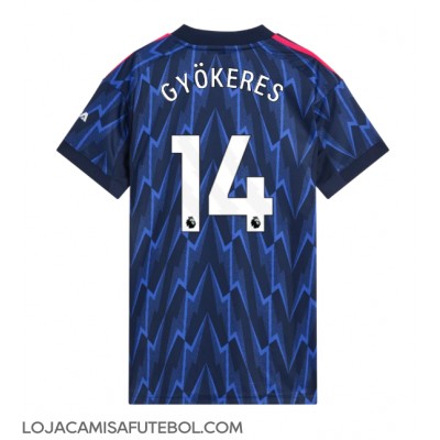 Camisa de Futebol Arsenal Viktor Gyokeres #14 Equipamento Secundário Mulheres 2025-26 Manga Curta Camisa de Futebol Arsenal Viktor Gyokeres #14 Equipamento Secundário Mulheres 2025-26 Manga Curta